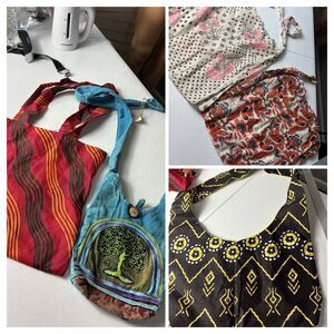 bundle Free People Linen Cloth Lightweight Shopping Tote Bag Multicolor Boho